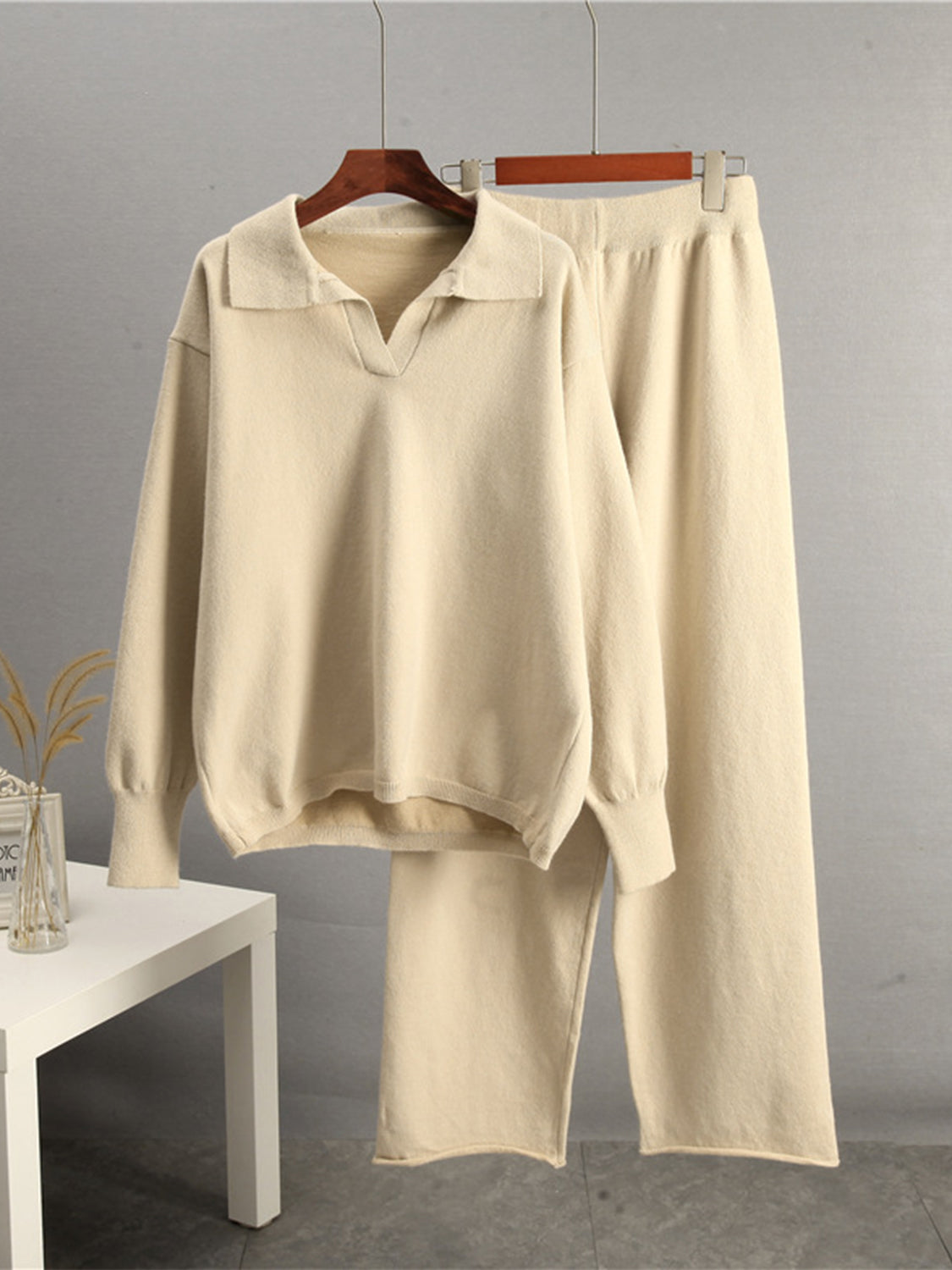 Johnny Collar Long Sleeve Top and Pants Sweater Set | Loungewear