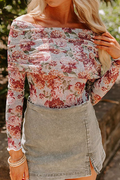 Floral Off-Shoulder Long Sleeve Bodysuit | Spring Tops | Spring Blouses