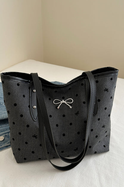 Bow Trim Polyester Tote Bag | Purses | Handbags