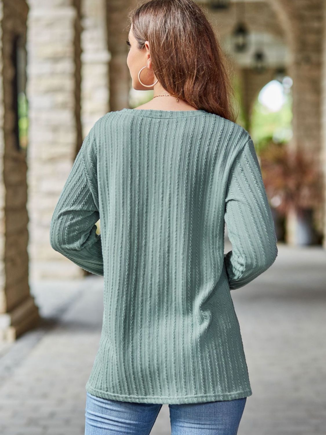 Buttoned Notched Long Sleeve T-Shirt | Fall Fashion | Basic Fashion