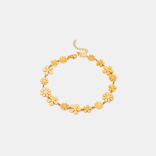 18K Gold - Plated Flower Bracelet - Wander Free Boutique - 18K Gold - Plated Flower Bracelet