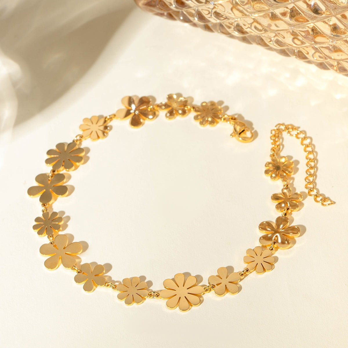 18K Gold - Plated Flower Bracelet - Wander Free Boutique - 18K Gold - Plated Flower Bracelet