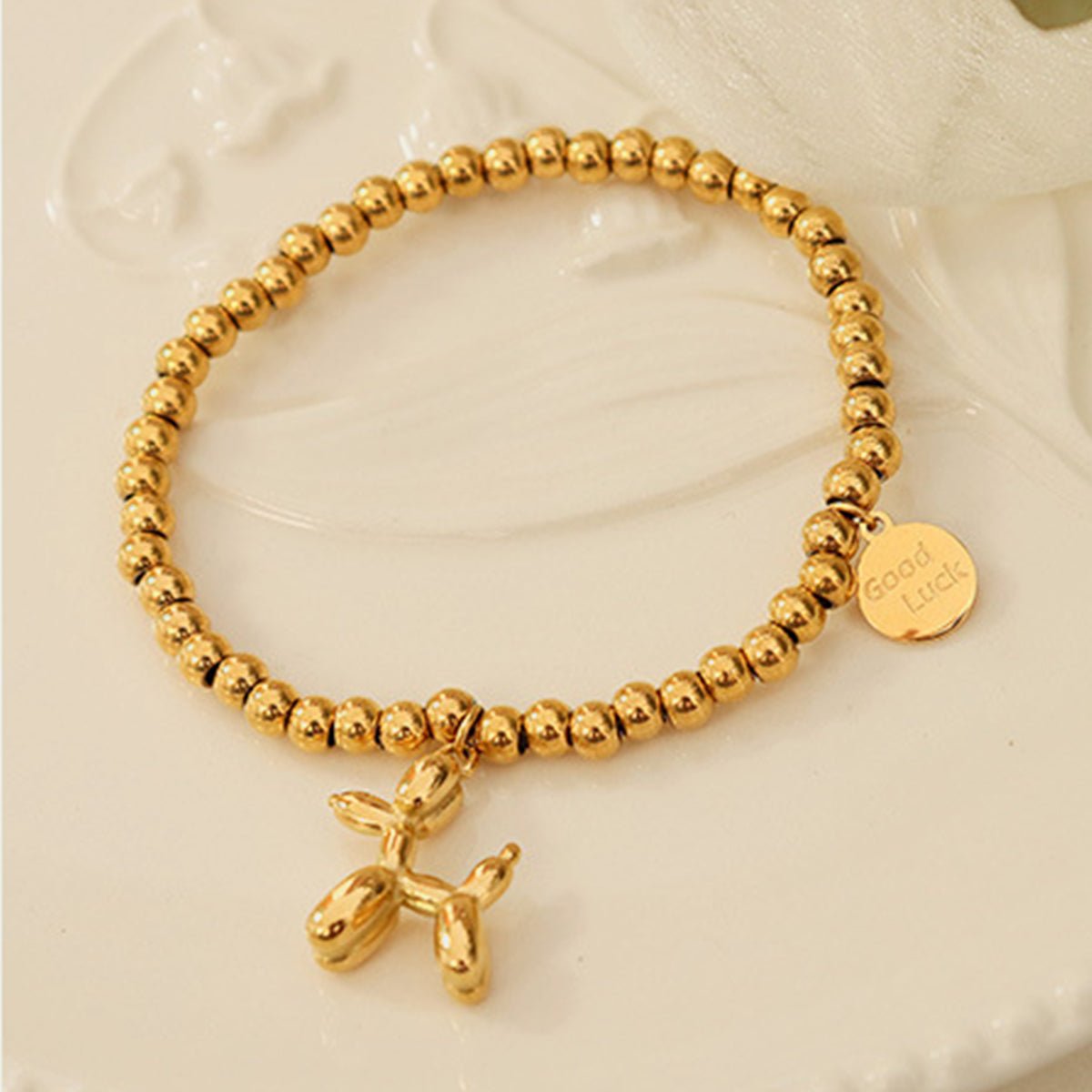 18K Gold - Plated Titanium Steel Puppy Shape Charm Bracelet - Wander Free Boutique - 18K Gold - Plated Titanium Steel Puppy Shape Charm Bracelet