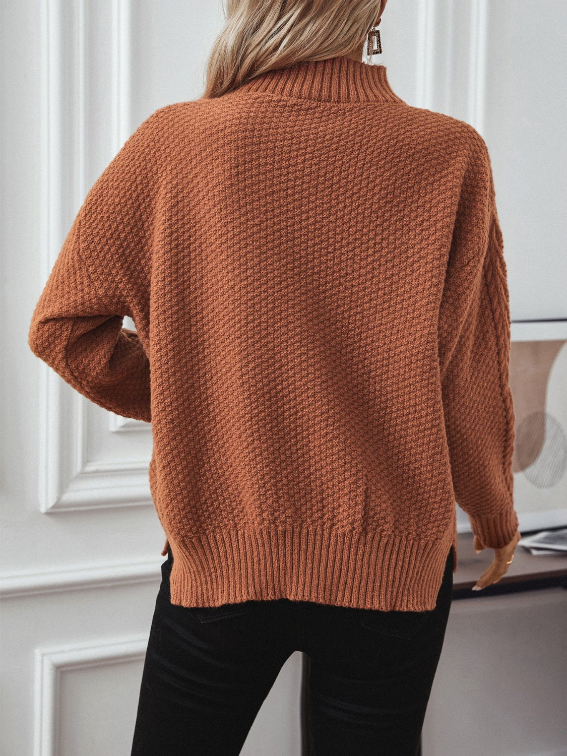 Cable-Knit Mock Neck Long Sleeve Sweater | Winter Sweater | Sweater Weather