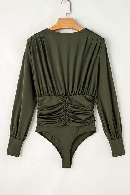 Ruched Surplice Long Sleeve Bodysuit | Winter Blouses