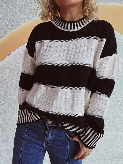 Contrast Round Neck Long Sleeve Sweater | Winter Fashion | Trending Sweaters