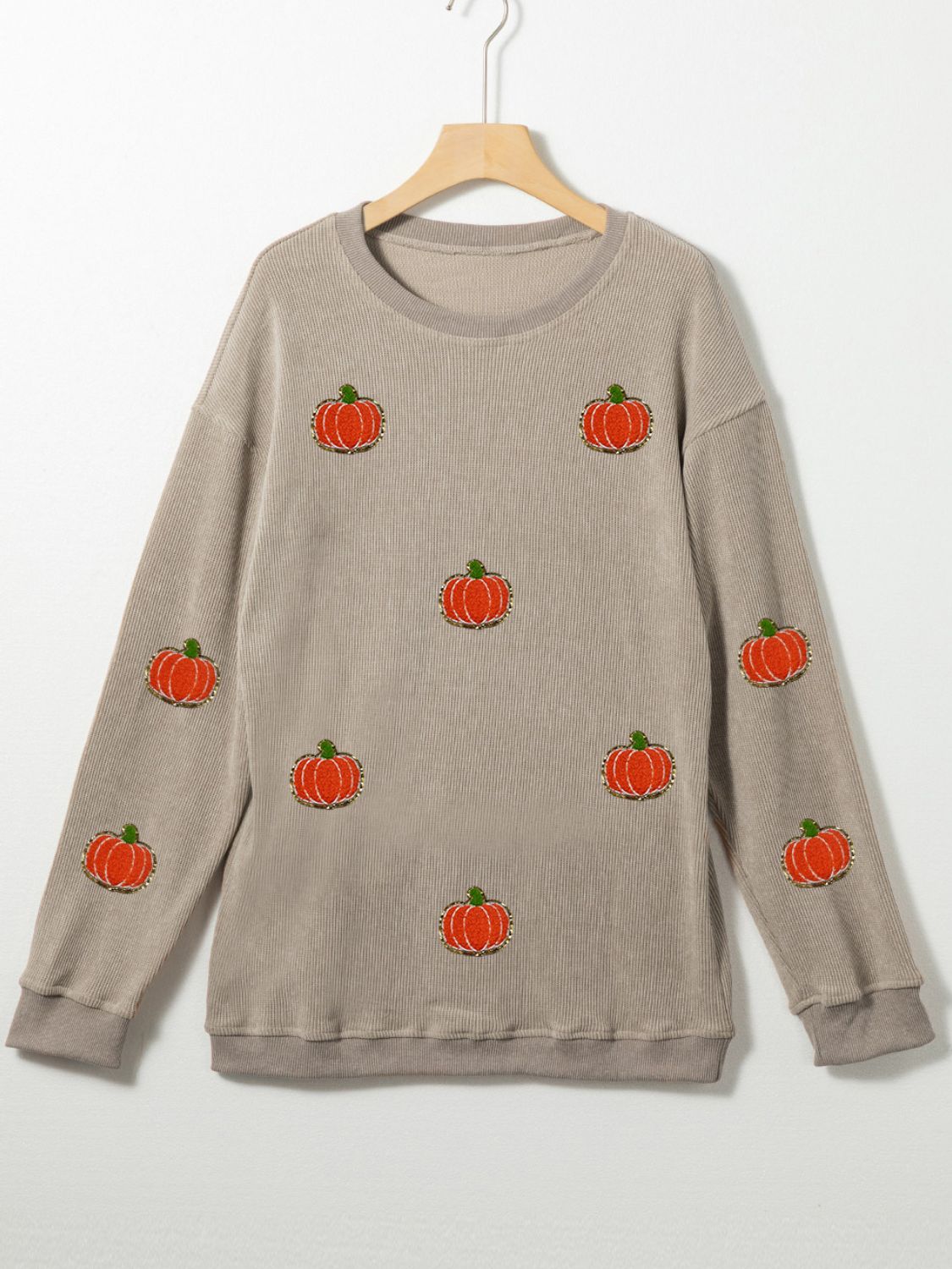 Pumpkin Round Neck Long Sleeve Sweatshirt | Halloween Sweatshirt | Fall Sweatshirt | Pumpkin