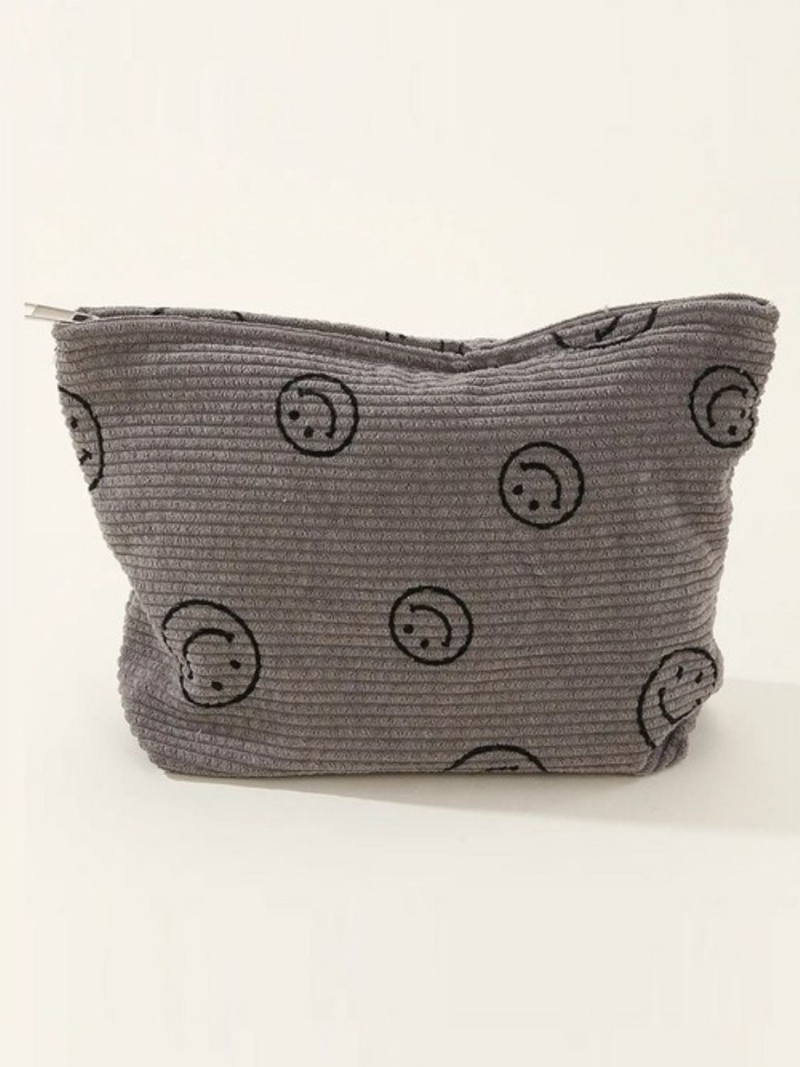 Corduroy Smiley Face Clutch Bag | Toiletry Bag | Makeup Bag