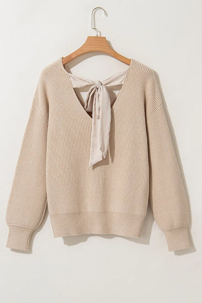 Tied V-Neck Long Sleeve Sweater | Winter Fashion | Cozy Weather Fashion