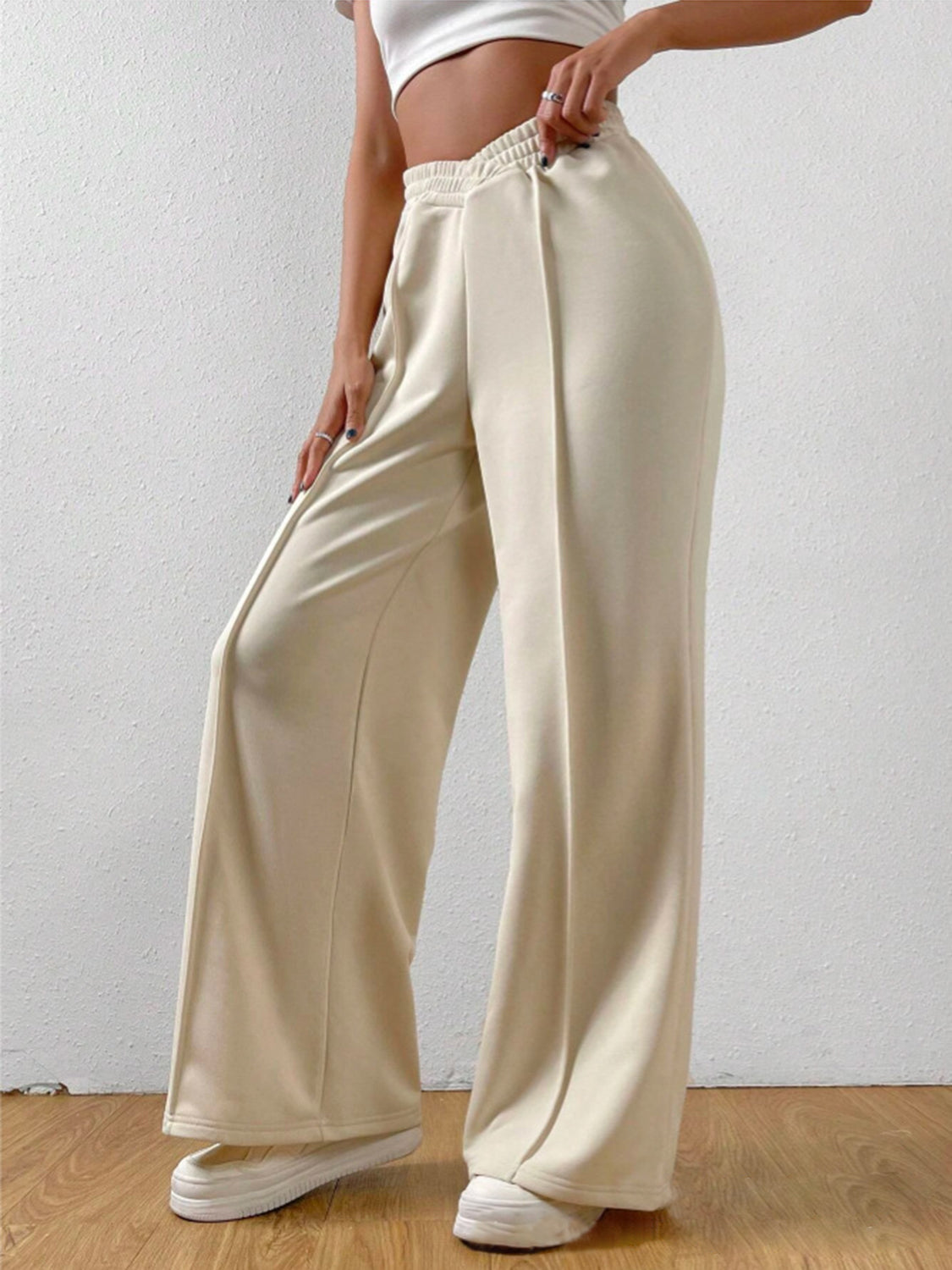 Elastic Waist Wide Leg Pants | Cozy Winter Loungewear | Loungewear