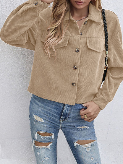 Button Up Dropped Shoulder Long Sleeve Jacket | Outerwear | Winter Fashion | Jackets