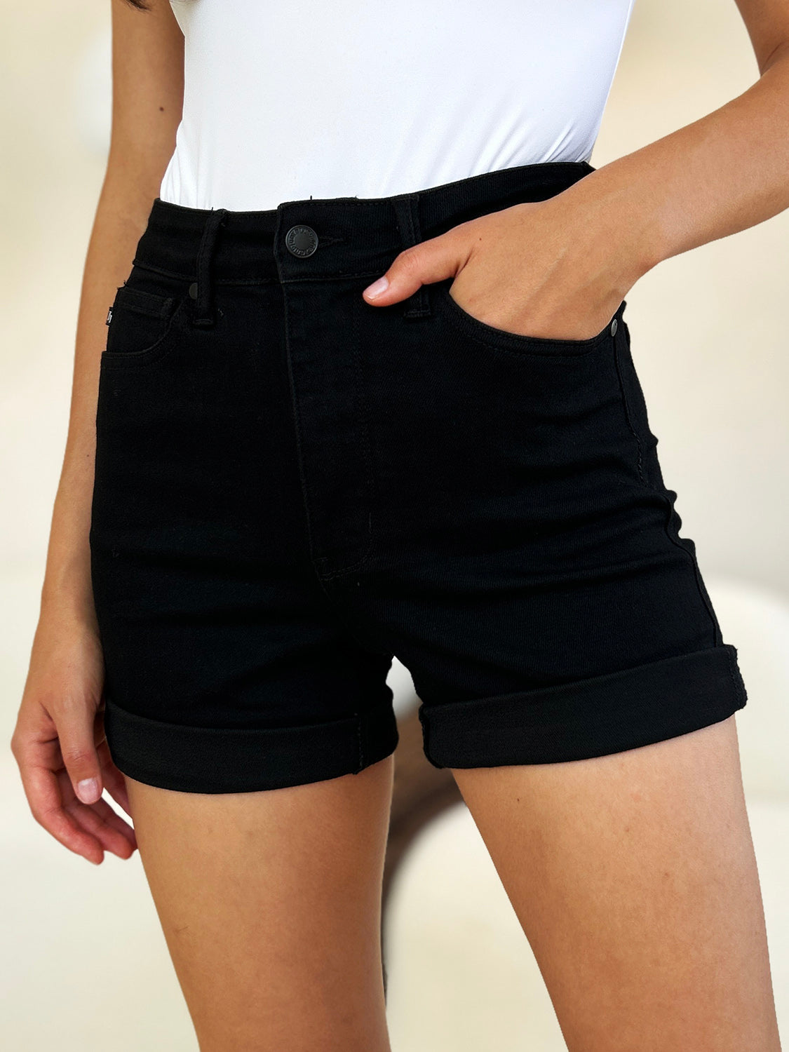 Judy Blue  High Waist Tummy Control Cuffed Denim Shorts