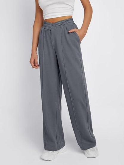 Elastic Waist Wide Leg Pants | Cozy Winter Loungewear | Loungewear