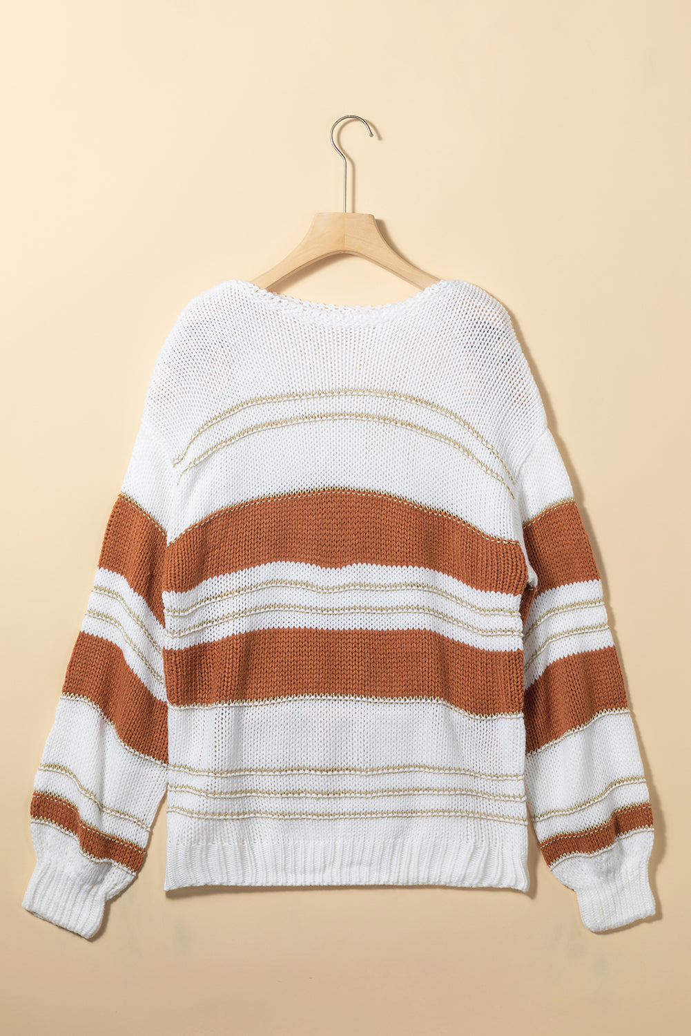 Striped Round Neck Dropped Shoulder Sweater | Cozy Sweater | Sweater Weather