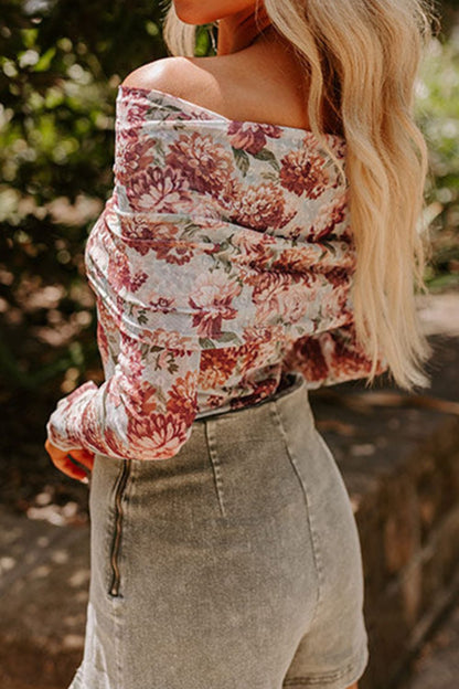 Floral Off-Shoulder Long Sleeve Bodysuit | Spring Tops | Spring Blouses