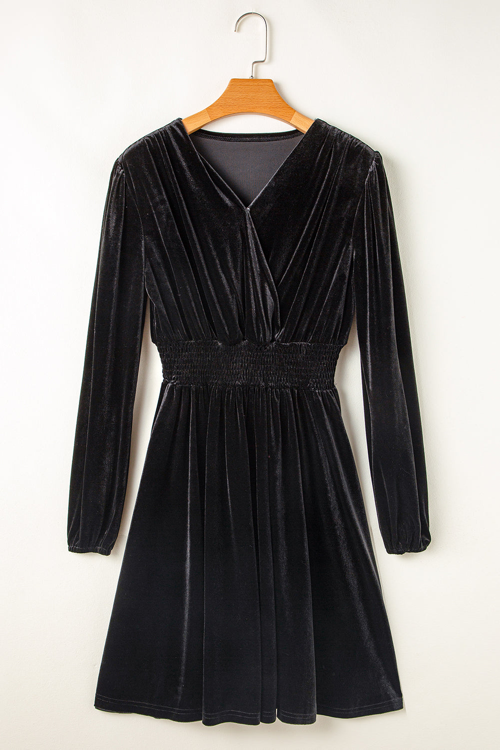 Surplice Long Sleeve Velvet Dress | Winter Dress | Little Black Dress | Velvet