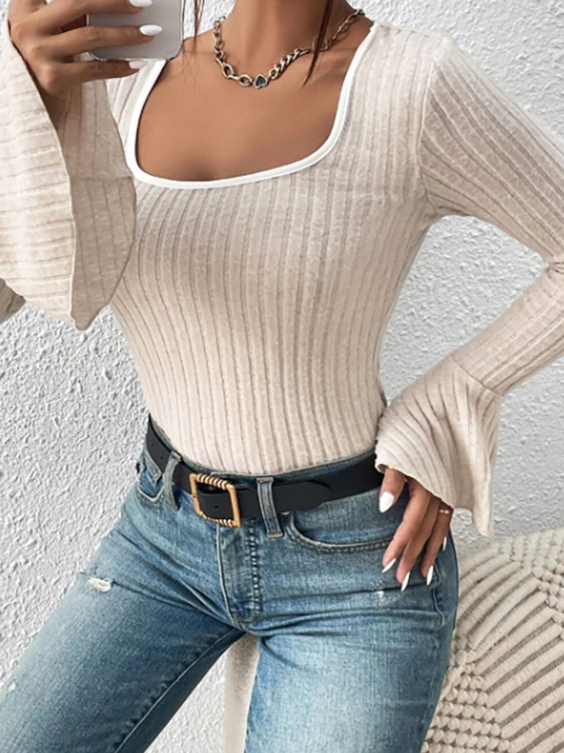 Scoop Neck Long Sleeve T-Shirt