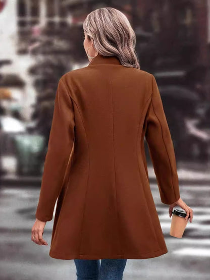 Collared Neck Long Sleeve Longline Coat | Fall Fashion | Outerwear