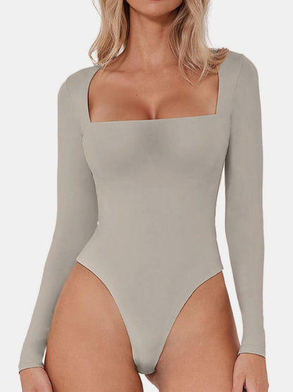 Square Neck Long Sleeve Bodysuit | Casual Tops | Bodysuits