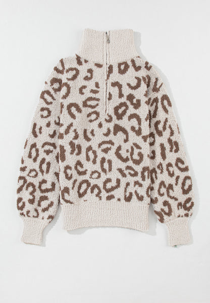 Leopard Half Zip Long Sleeve Sweater | Sweater Weather | Leopard Print