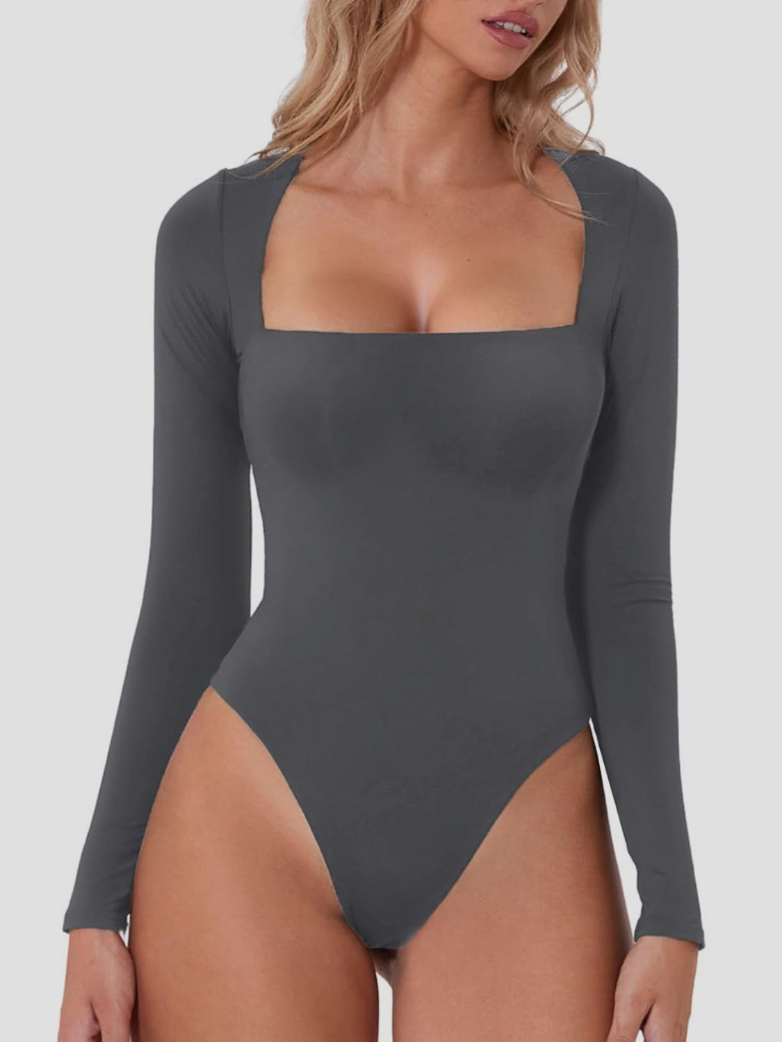 Square Neck Long Sleeve Bodysuit | Casual Tops | Bodysuits