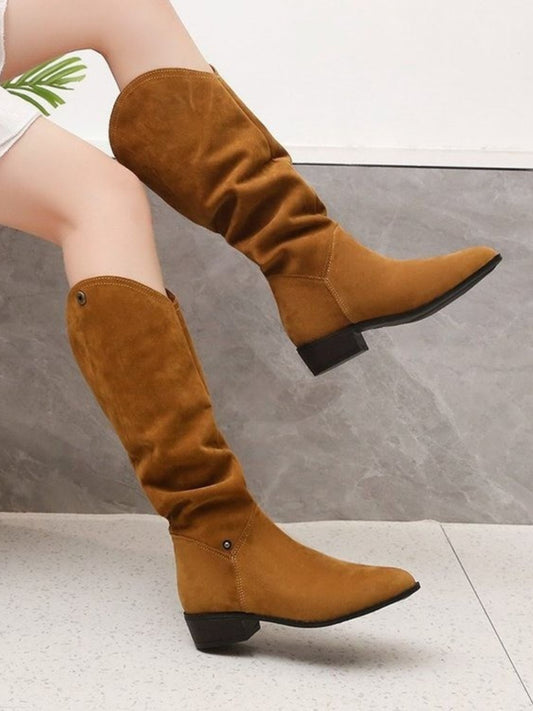 Point Toe Block Heel Boots | Mid Rise Boot