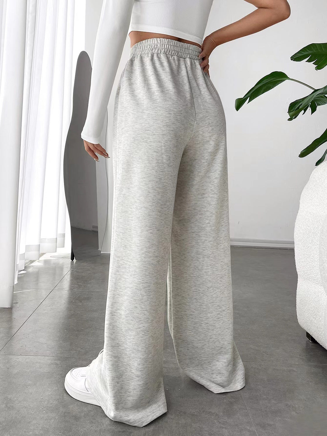 Elastic Waist Wide Leg Pants | Cozy Winter Loungewear | Loungewear