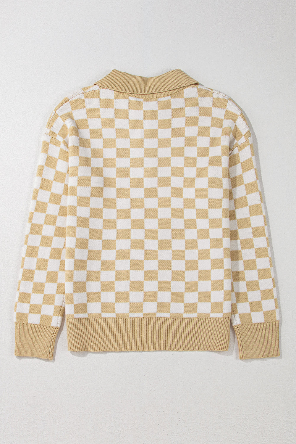 Checkered Collared Neck Long Sleeve Sweater | Sweater Weather | Checkered Print