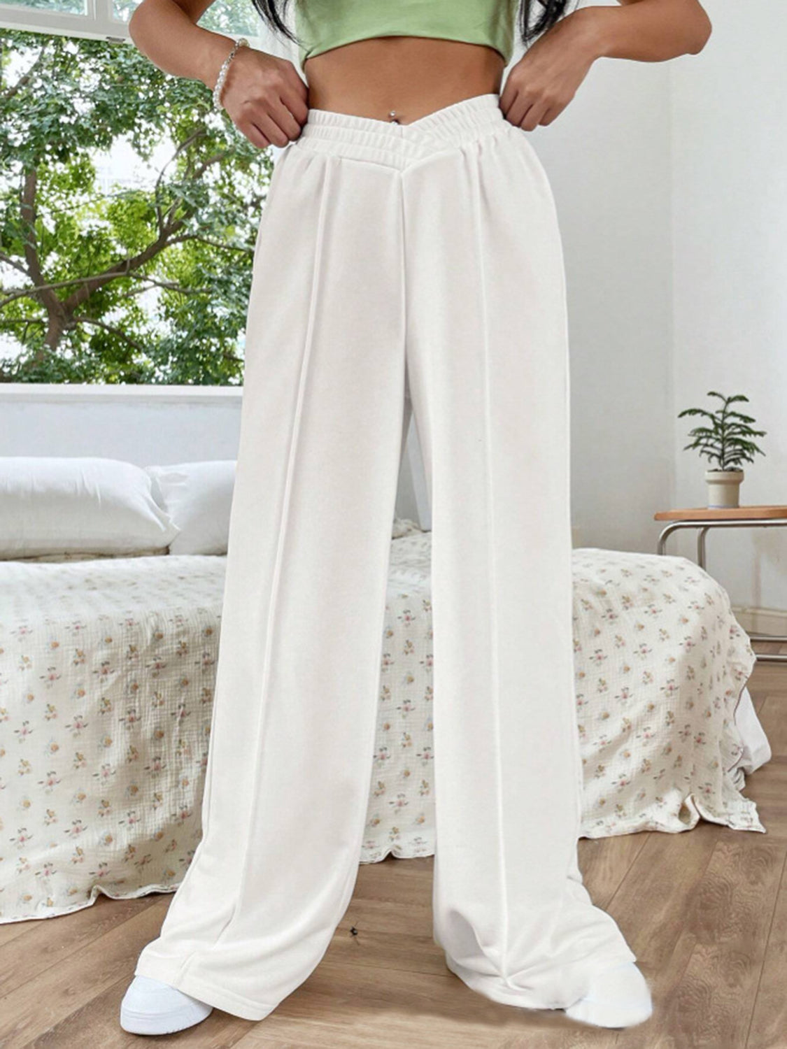 Elastic Waist Wide Leg Pants | Cozy Winter Loungewear | Loungewear