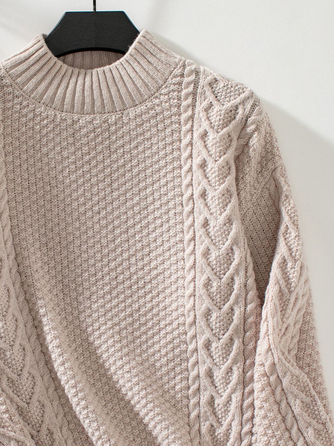 Cable-Knit Mock Neck Long Sleeve Sweater | Winter Sweater | Sweater Weather