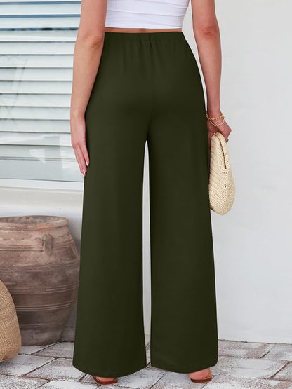 Elastic Waist Wide Leg Pants | Loungewear