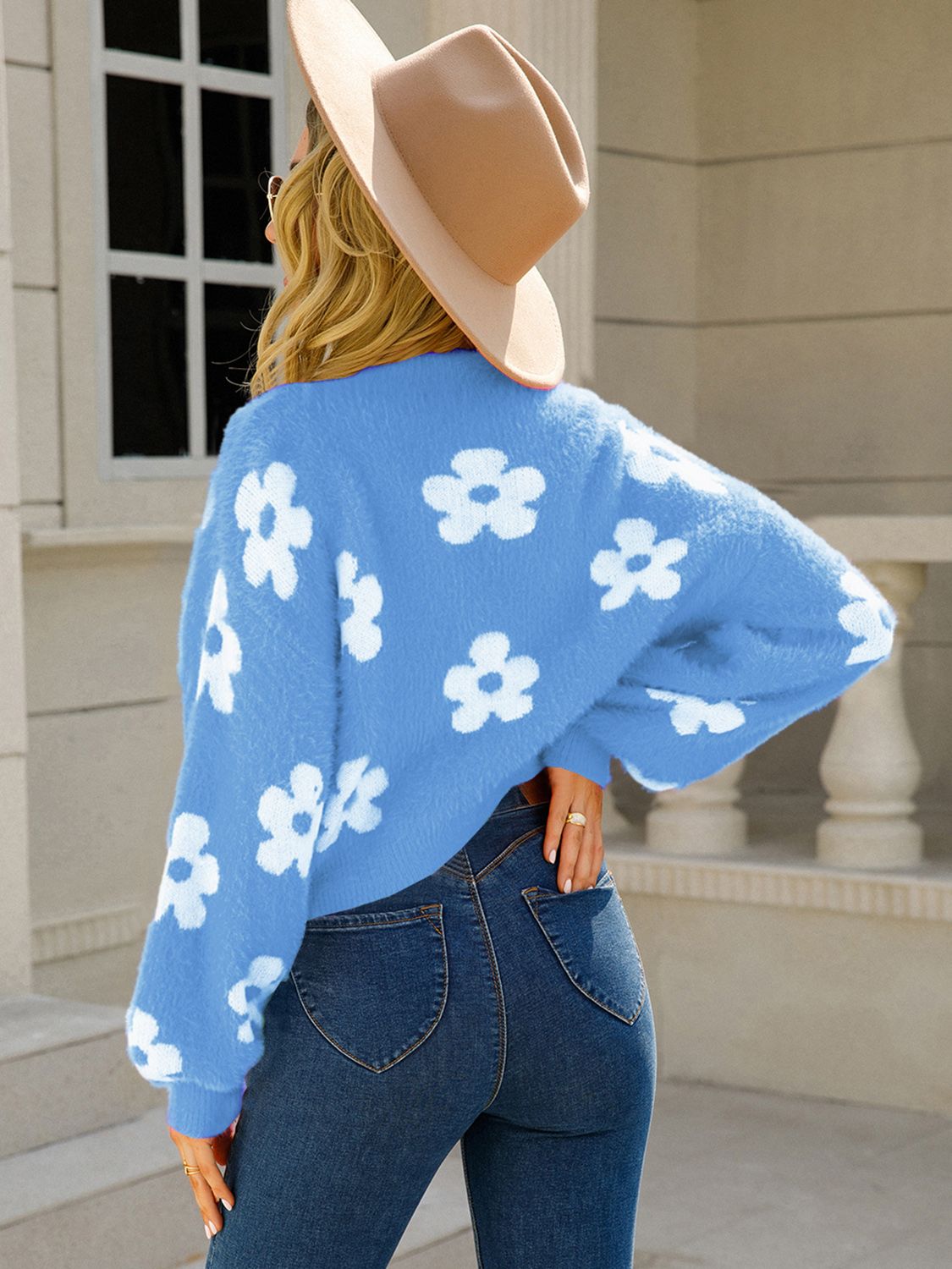 Flower Open Front Long Sleeve Cardigan | Fall Sweater | Trendy Cardigans