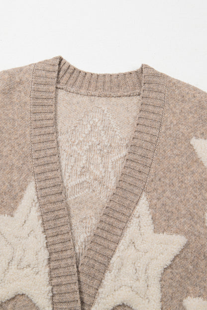 Sherpa Star V-Neck Cardigan with Pockets | Winter Sweater | Cardigan