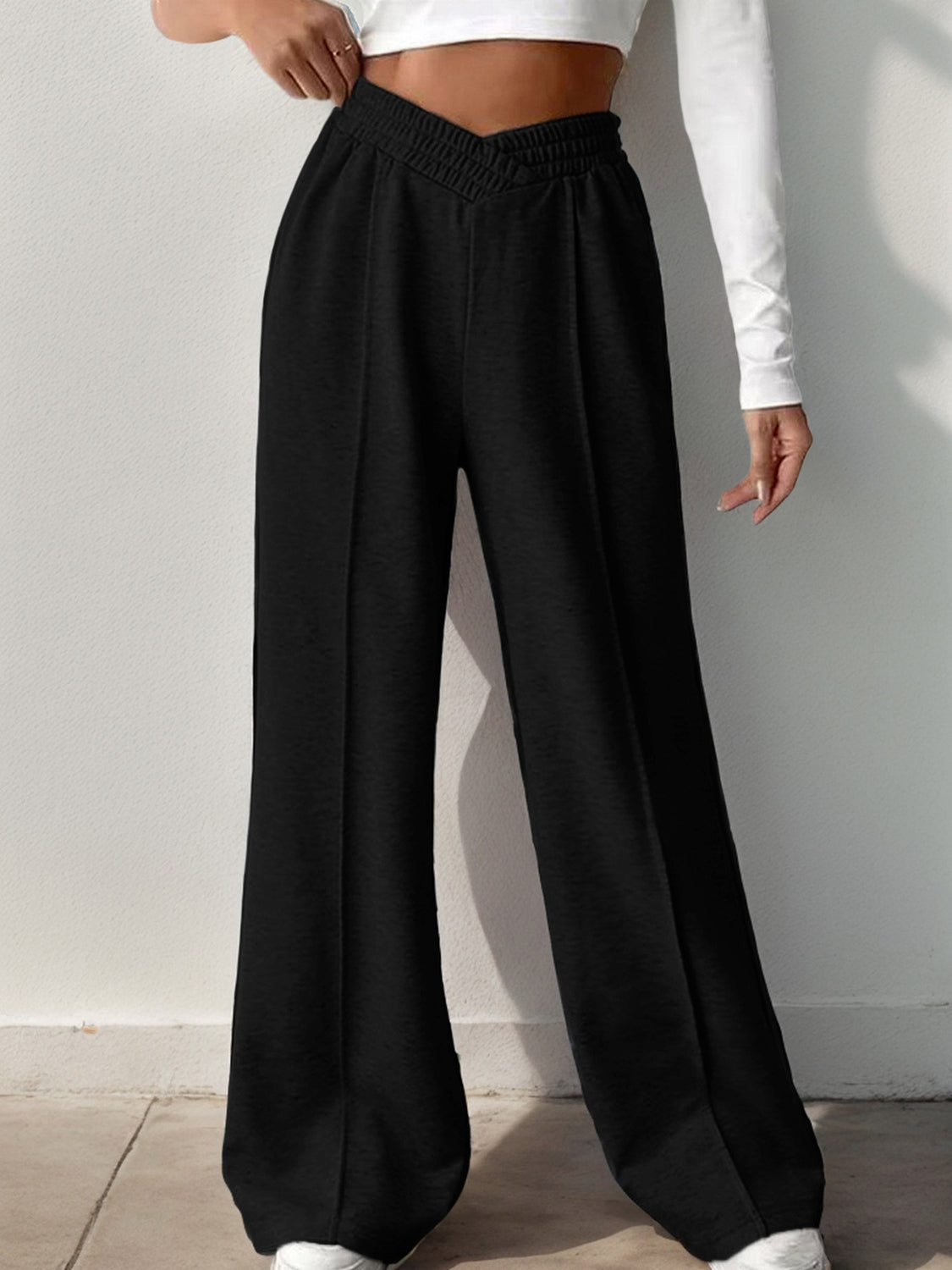 Elastic Waist Wide Leg Pants | Cozy Winter Loungewear | Loungewear