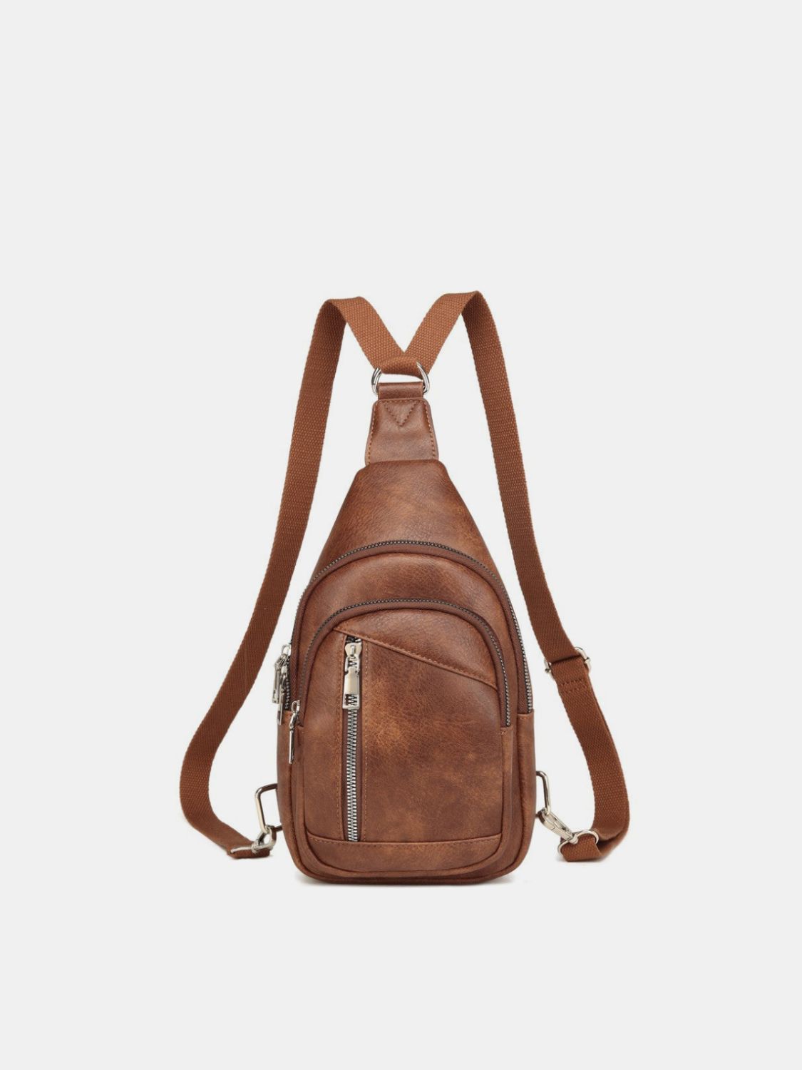 Synthetic Leather Crossbody Bag with Two Detachable Straps