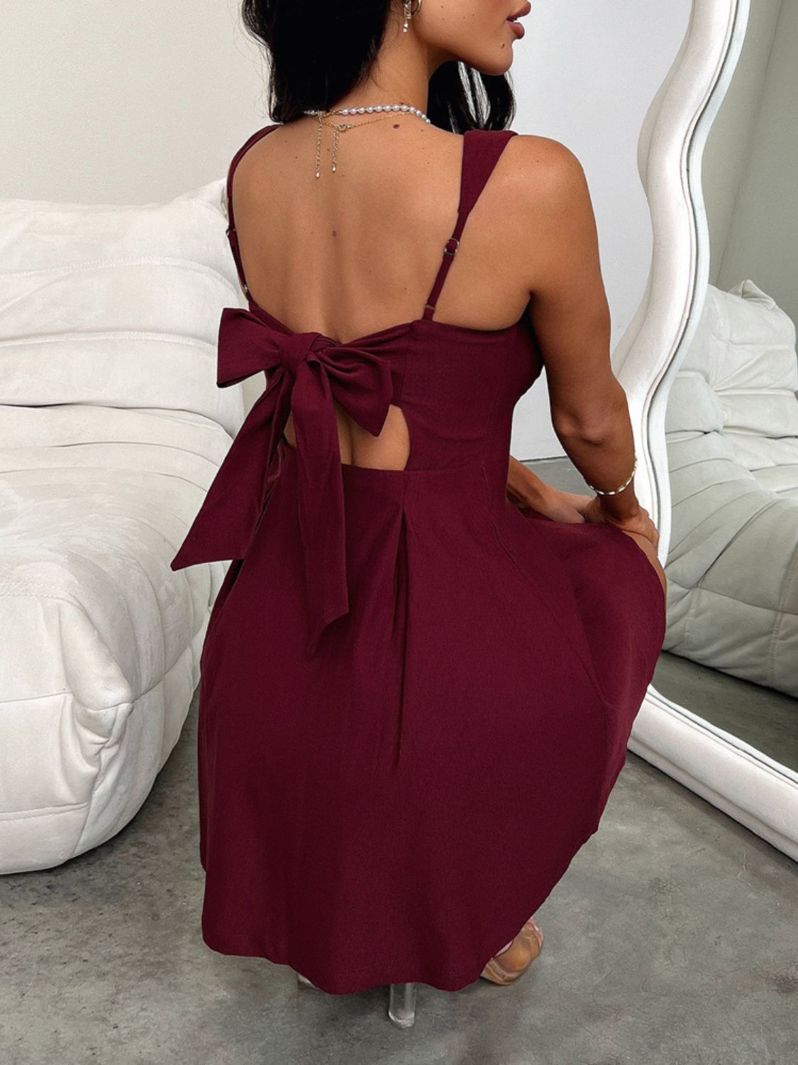 Bow Back Square Neck Mini Dress | Mini Dress | Date Night Dresses