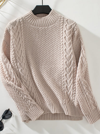 Cable-Knit Mock Neck Long Sleeve Sweater | Winter Sweater | Sweater Weather