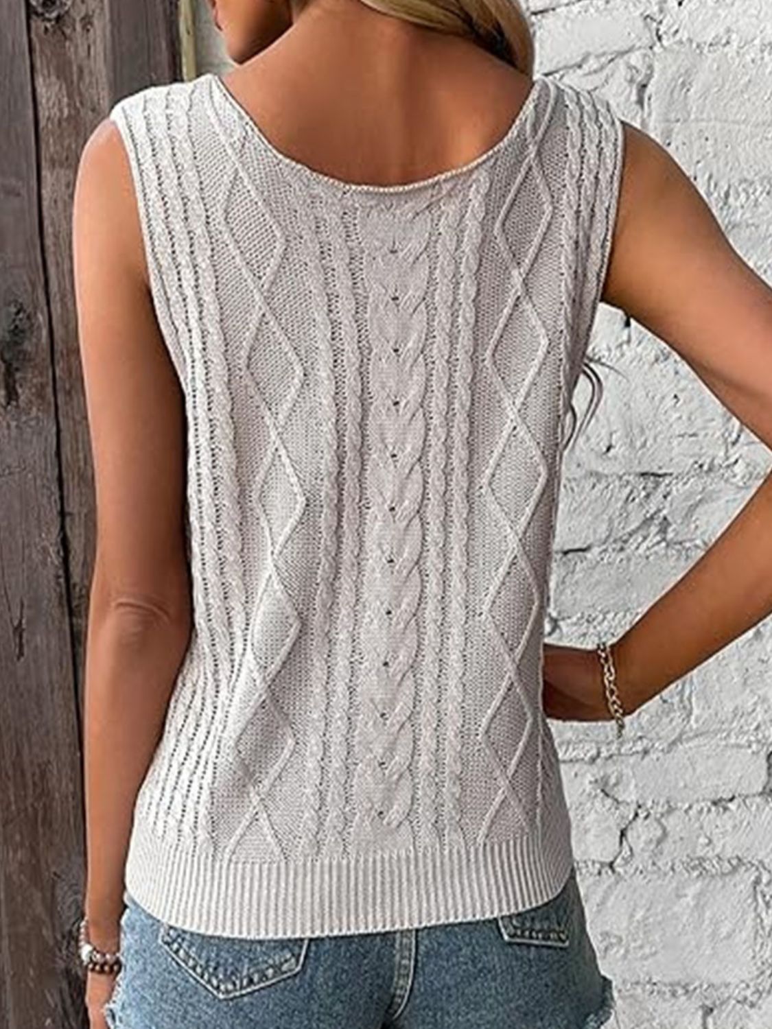 Spring Cable-Knit V-Neck Sweater Vest | Spring Tops