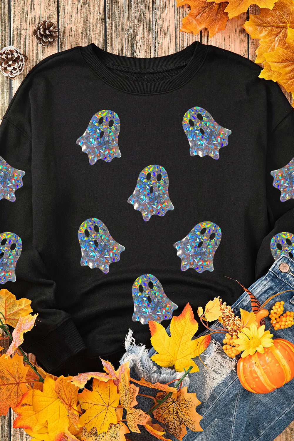 Ghost Round Neck Long Sleeve Sweatshirt | Halloween Sweatshirt | Halloween Outfit