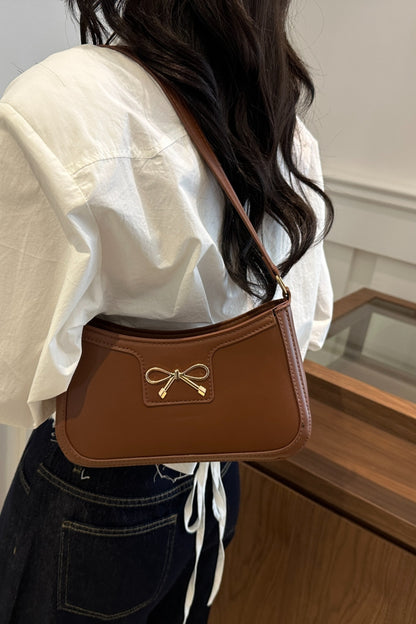 Bow Trim PU Leather Shoulder Bag | Handbags | Purses