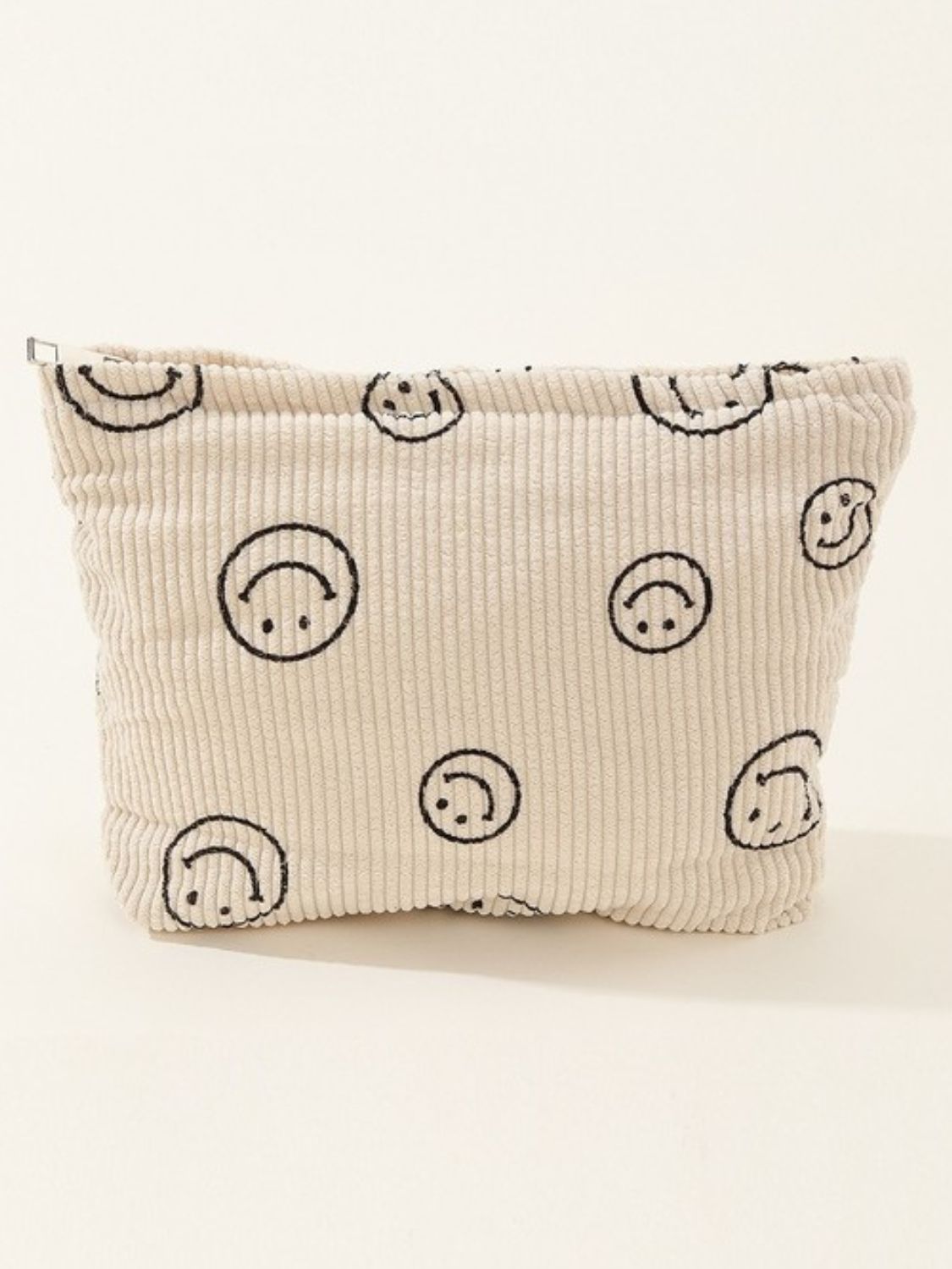 Corduroy Smiley Face Clutch Bag | Toiletry Bag | Makeup Bag