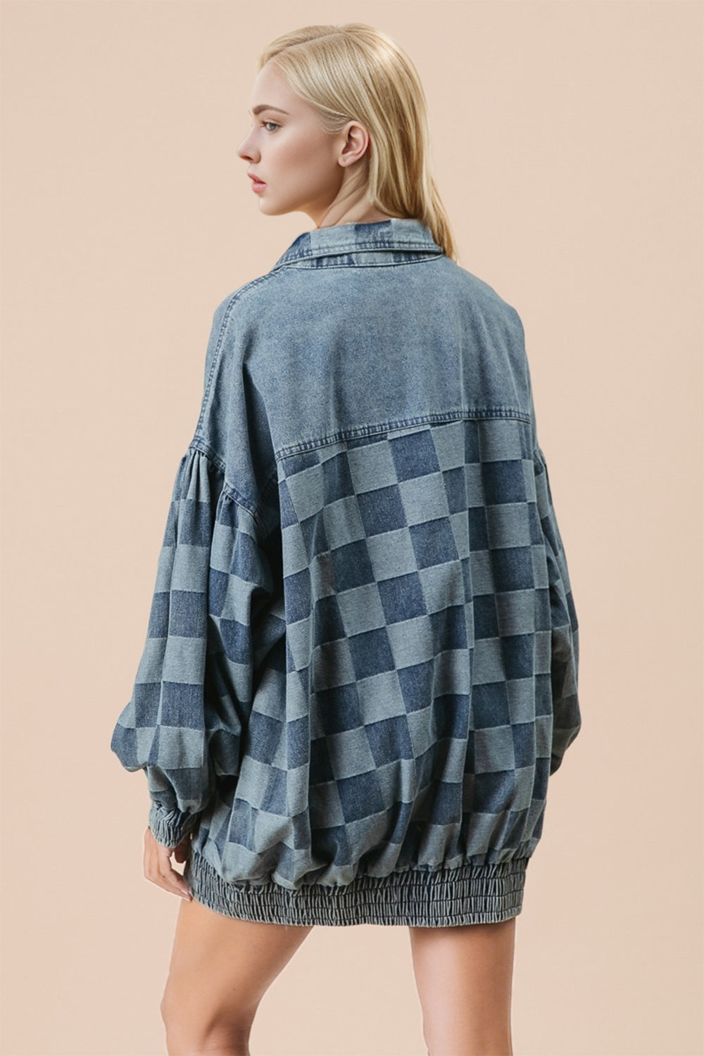 Checkered Button Up Denim Jacket | Winter Jacket | Denim Jacket