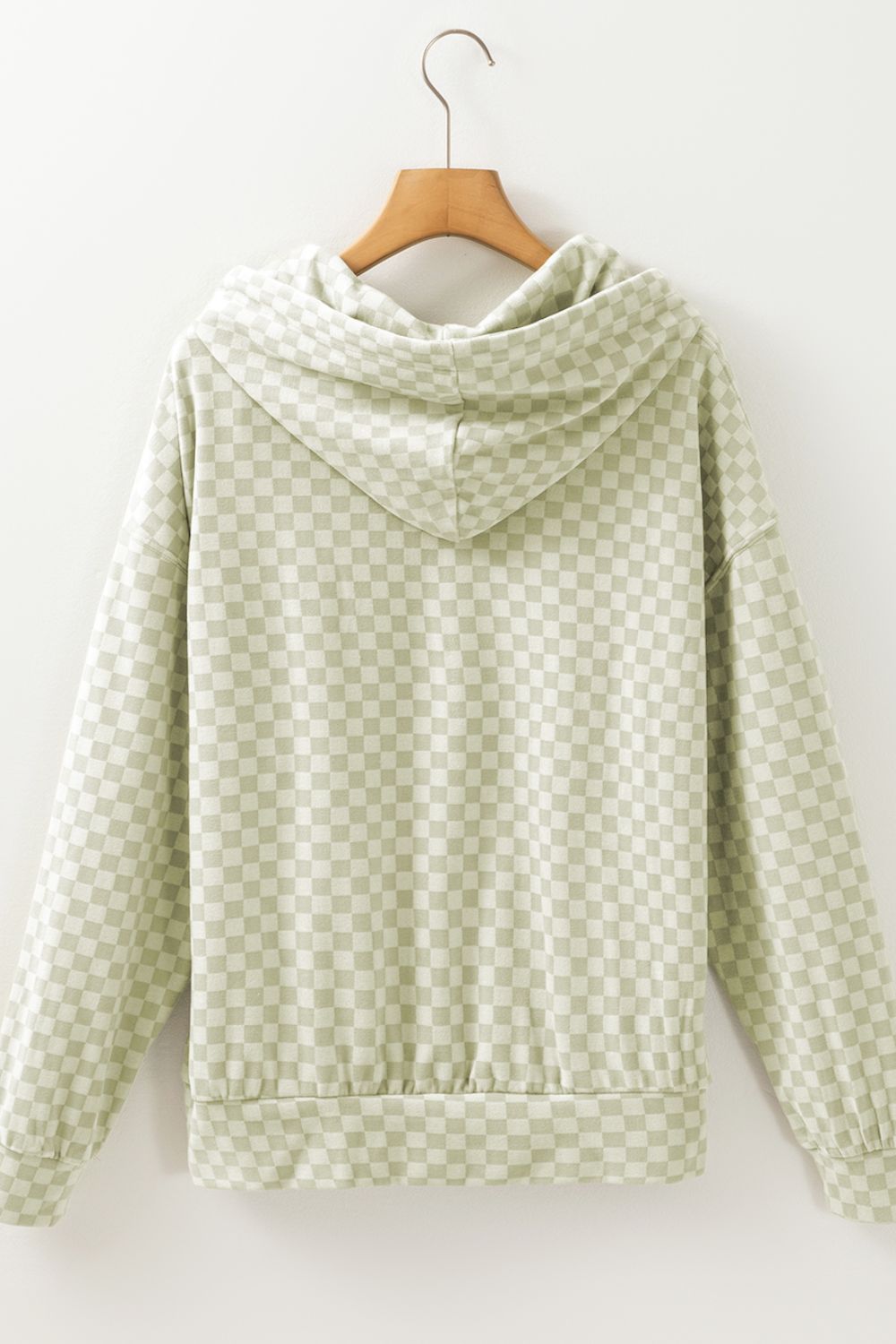 Checkered Print Kangaroo Pocket Drawstring Hoodie | Casual Fashion