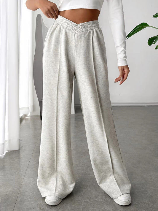 Elastic Waist Wide Leg Pants | Cozy Winter Loungewear | Loungewear