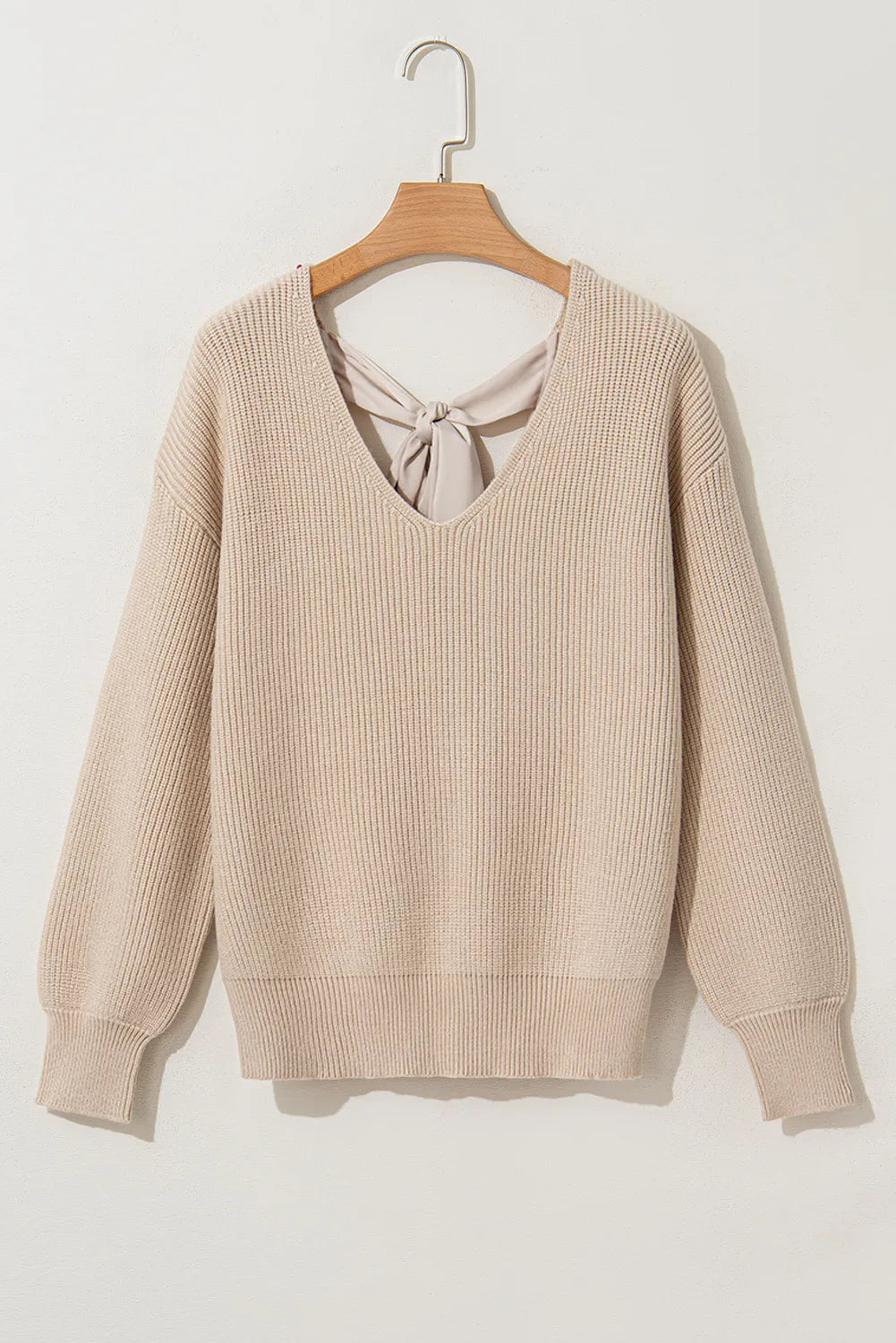 Tied V-Neck Long Sleeve Sweater | Winter Fashion | Cozy Weather Fashion