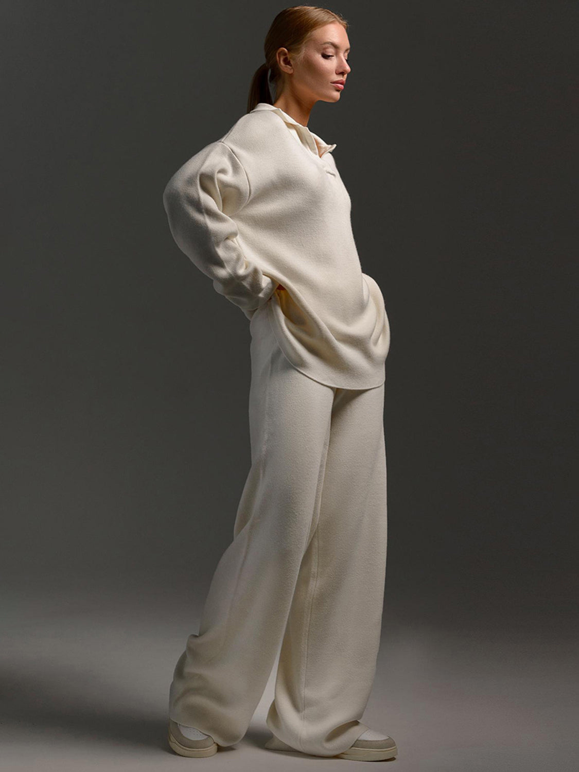 Johnny Collar Long Sleeve Top and Pants Sweater Set | Loungewear