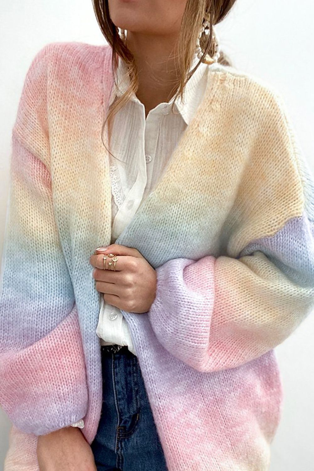 Gradient Open Front Drop Shoulder Cardigan | Lover Era | Cardigan