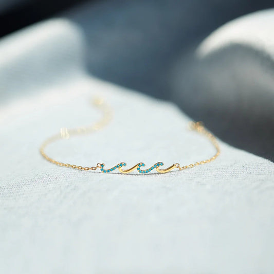 925 Sterling Silver 18k Gold - plated Zircon Ocean Bracelet - Wander Free Boutique - 925 Sterling Silver 18k Gold - plated Zircon Ocean Bracelet