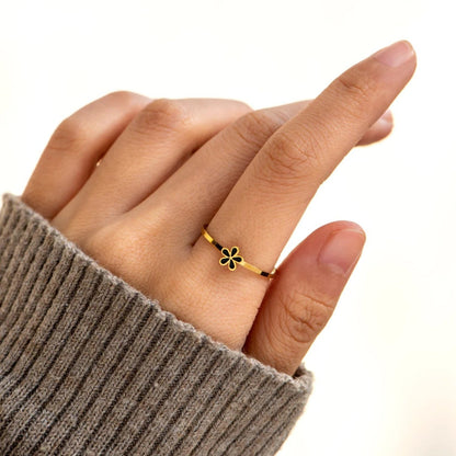 925 Sterling Silver Enamel Flower Ring - Wander Free Boutique - 925 Sterling Silver Enamel Flower Ring