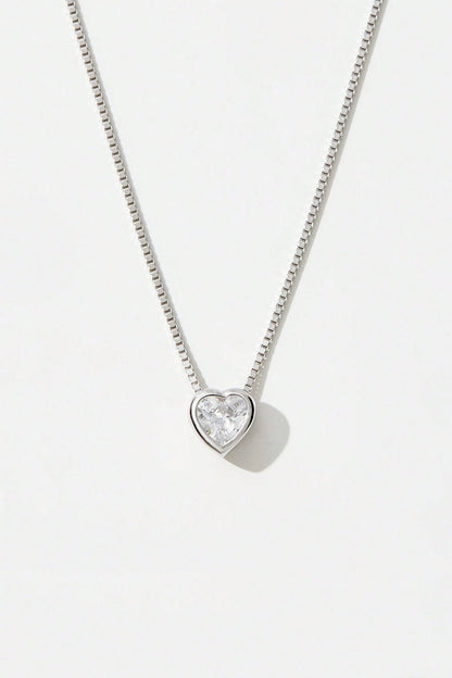 925 Sterling Silver Inlaid Zircon Heart Pendant Necklace - Wander Free Boutique - 925 Sterling Silver Inlaid Zircon Heart Pendant Necklace